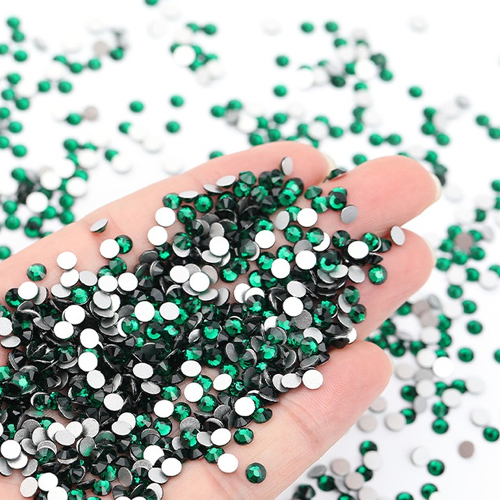 Set 1440 Pietre Stras pentru Nail Art, Plastic, Multifunctionale, Verde