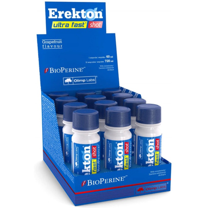Supliment pentru potenta, erectie - shot - Olimp Labs Erekton Ultra Fast Shot, aroma grapefruit, 60 ml, 12 buc