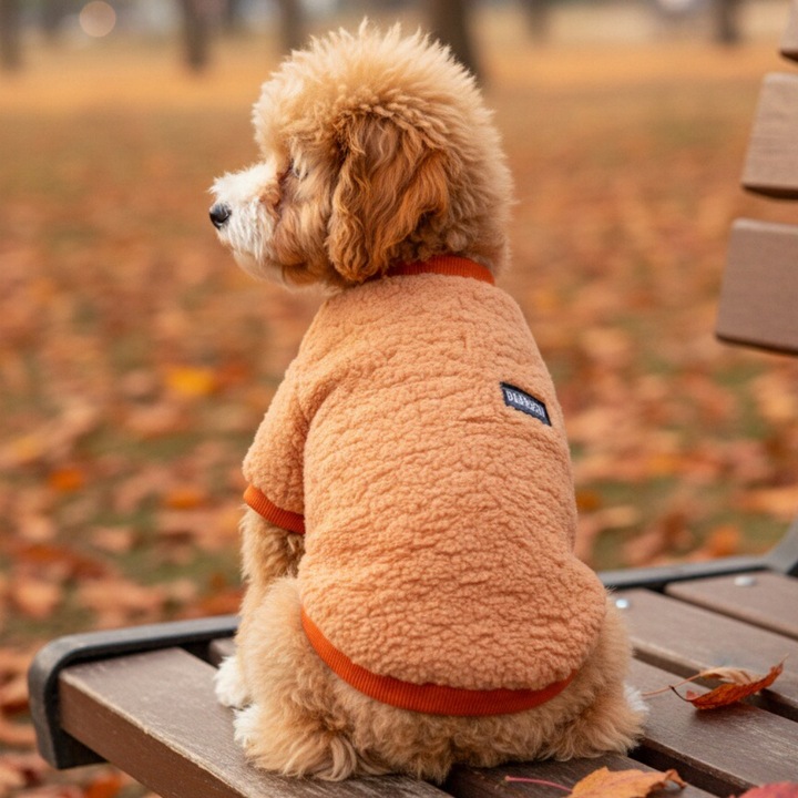 Bluza calduroasa si pufoasa, pentru caini, MDL-18A, portocaliu, XL