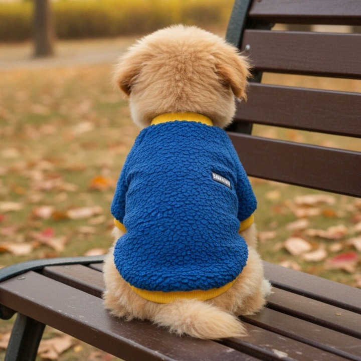 Bluza calduroasa si pufoasa, pentru caini, MDL-18C, albastru, L
