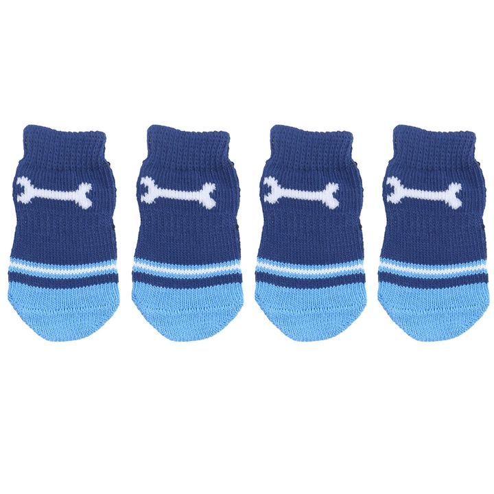 Комплект от 4 чорапа за кучета, неплъзгащи се, MDL-27E, тъмносини, L