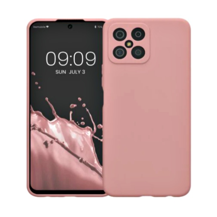 Husa compatibila cu Honor X8a, Silicon cover, Interior Microfibra, Protectie la camera, Roz, Atlas