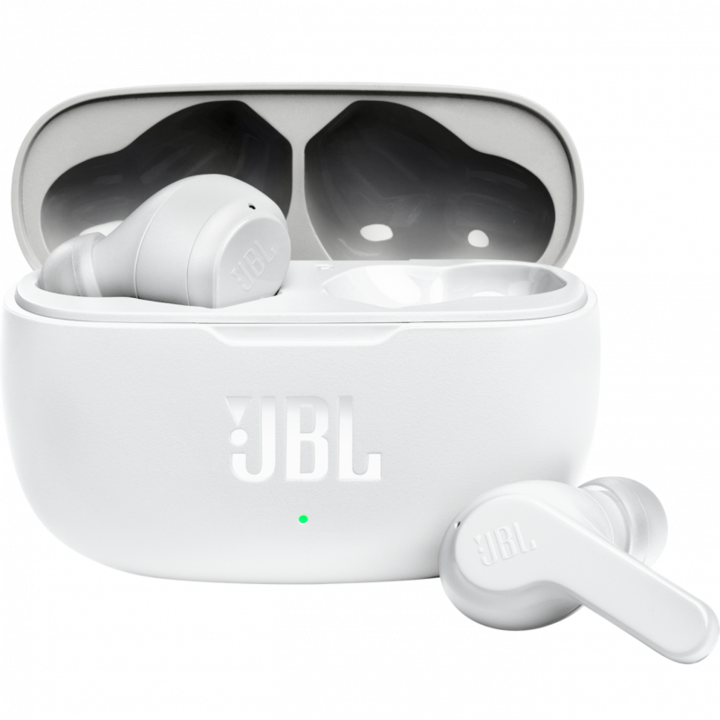 Vezeték nélküli audio fejhallgató, JBL Wave 200TWS, Bluetooth 5.0, 20 órás autonómia, 3 szett füldugó, fehér