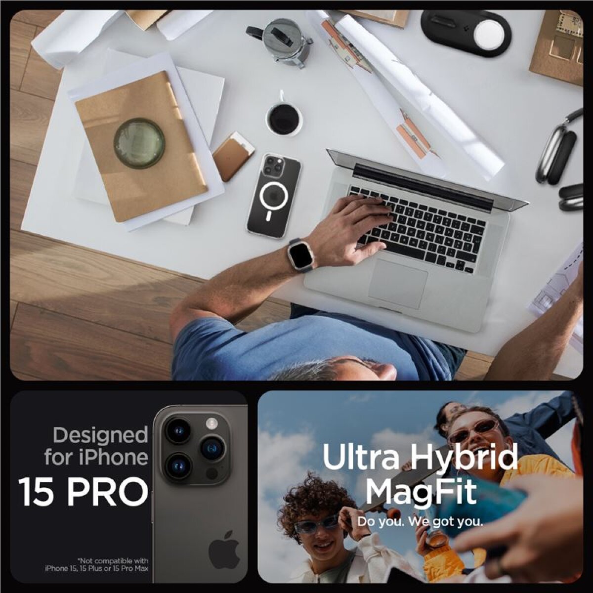 Husa pentru iPhone 15 Pro - Spigen Ultra Hybrid MagSafe - Frost Clear