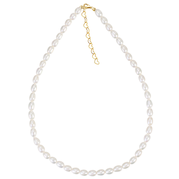 925 sterling ezüst nyaklánc természetes fehér tenyésztett gyöngy, GlassIdeas, szívlánc, légy hálás, 24 k sárga aranyozott