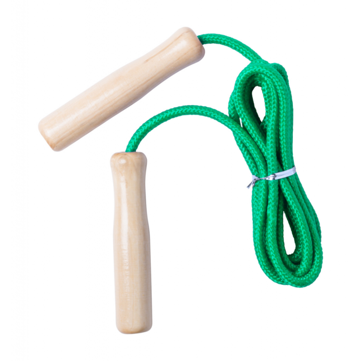 Crossfit ugrókötél, hossza 2,5 méter, ergonomikus fa fogantyúk, zöld