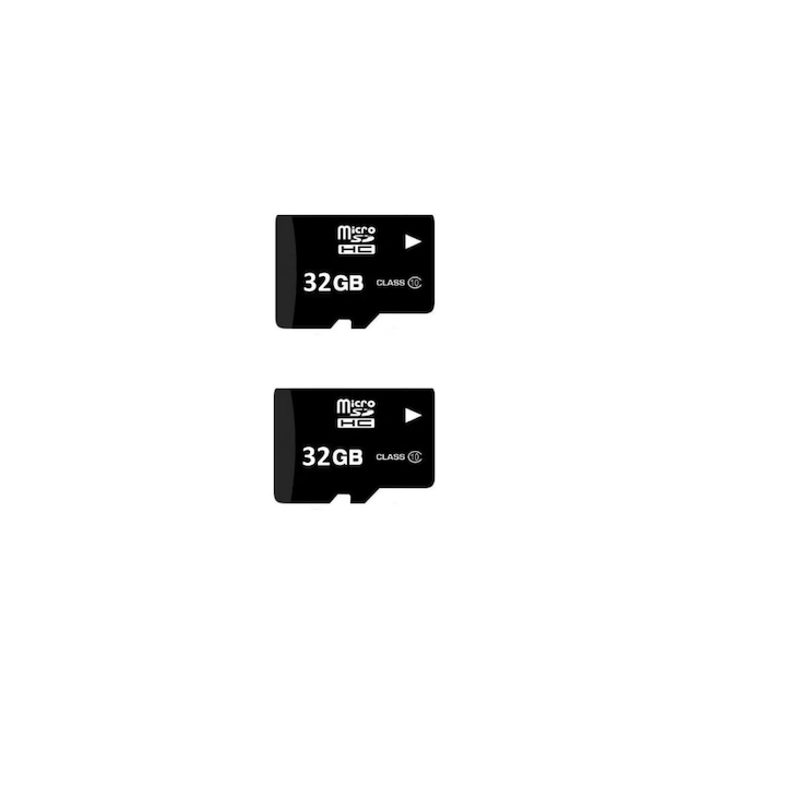 Комплект от 2 MicroSD карти, капацитет 32 GB, многократна употреба, бързо четене клас 10, черни