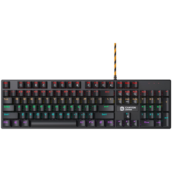 Tastatura gaming Canyon Deimos GK-4 Rainbow US Wired Black