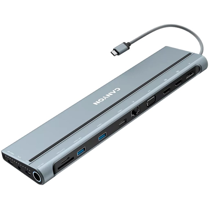 Хъб USB Canyon DS-90 14in1 USB-C Space Gray