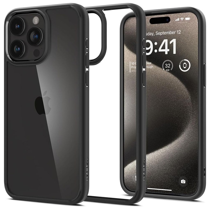 Кейс за iPhone 15 Pro Max, Spigen Ultra Hybrid, Matte Black