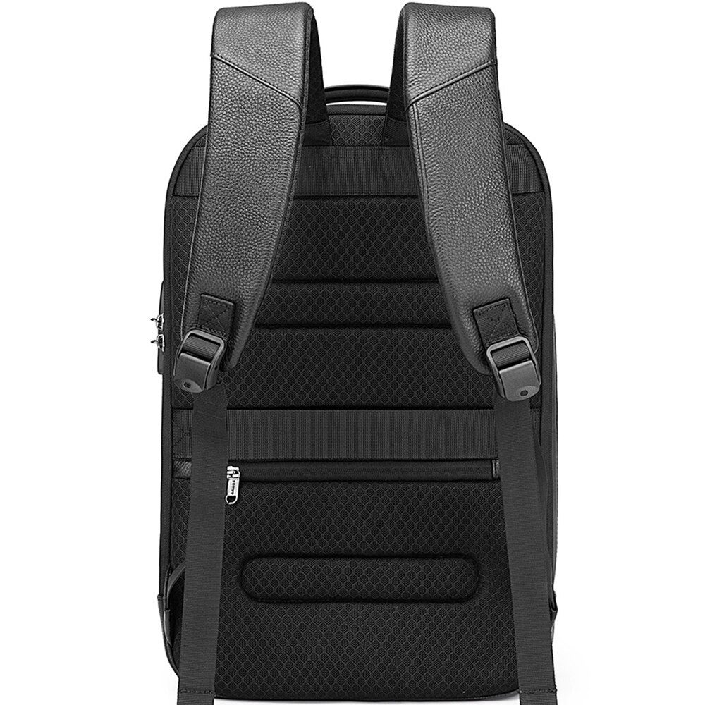 Раница за лаптоп 15.6 инча, от естествена кожа с USB порт и TSA ...