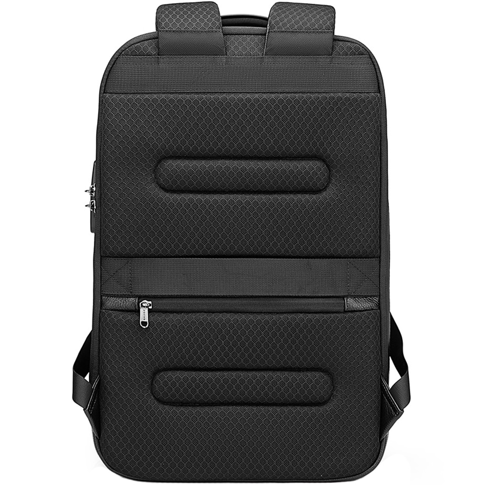 Rucsac laptop 15.6 inch, din piele naturala, port USB, si USB-C, lacat TSA, rezistent la stropi de apa, buzunar anbtifurt, sistem fixare pe valiza, BANGE, BG6625BK, Negru
