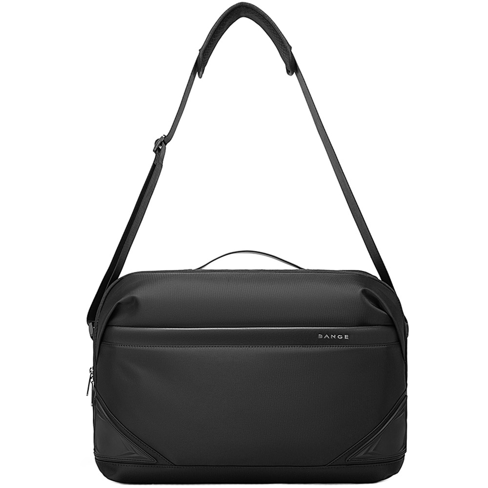 Geanta messenger, laptop 15.6 inch, compartiment tableta 12.9 inch, material rezistent la apa, sistem fixare pe valiza, BANGE, BG2849BK, Negru