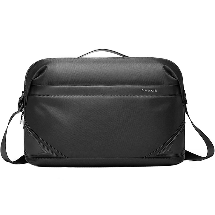 Geanta messenger, laptop 15.6 inch, compartiment tableta 12.9 inch, material rezistent la apa, sistem fixare pe valiza, BANGE, BG2849BK, Negru