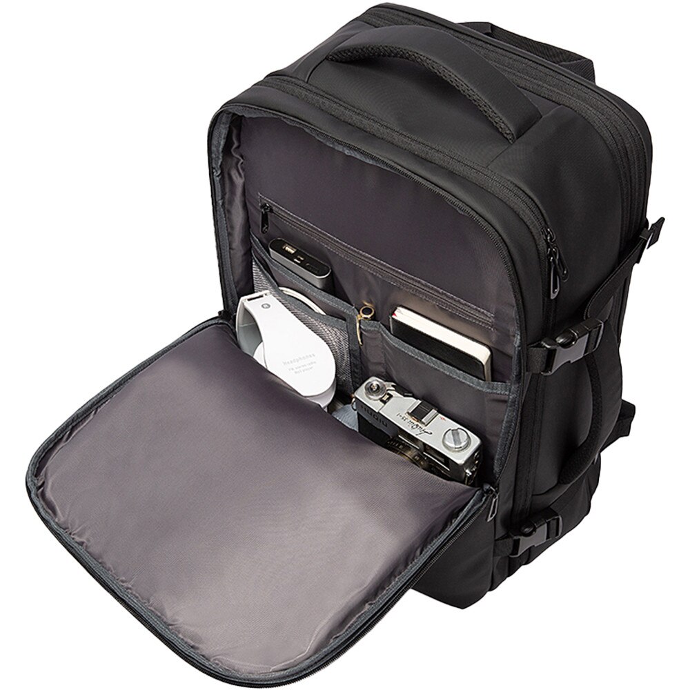 Rucsac calatorii, birou, laptop 15.6 inch, extensibil, buzunar antifurt, rezistent la stropi de apa, sistem fixare pe valiza, BANGE, BG1909SBK, Negru