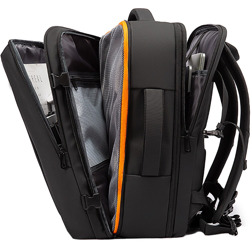 Rucsac calatorii, birou, laptop 15.6 inch, extensibil, buzunar antifurt, rezistent la stropi de apa, sistem fixare pe valiza, BANGE, BG1909SBK, Negru