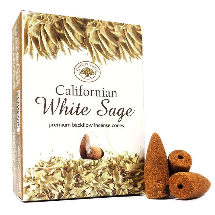 Füstölő kúp, Premium, Backflow, Green Tree - Kaliforniai fehér zsálya