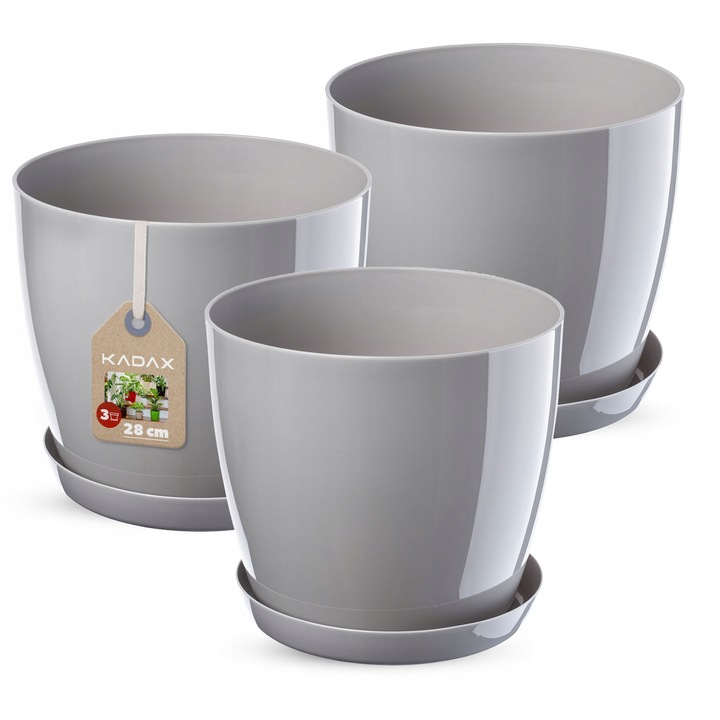 Ghiveci de flori KADAX Agen cu baza, gri 28 cm, 3 buc.