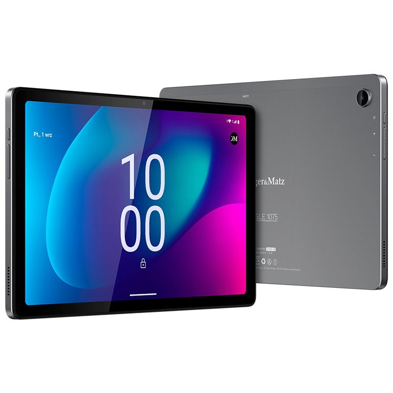 Tableta Kruger&Matz Eagle 1075, Procesor Unisoc Tiger T618 Octa-Core, Ecran IPS 10.4", 6GB RAM, 128GB Flash, 5MP+8MP, Wi-Fi, 4G, Android 13 Gri