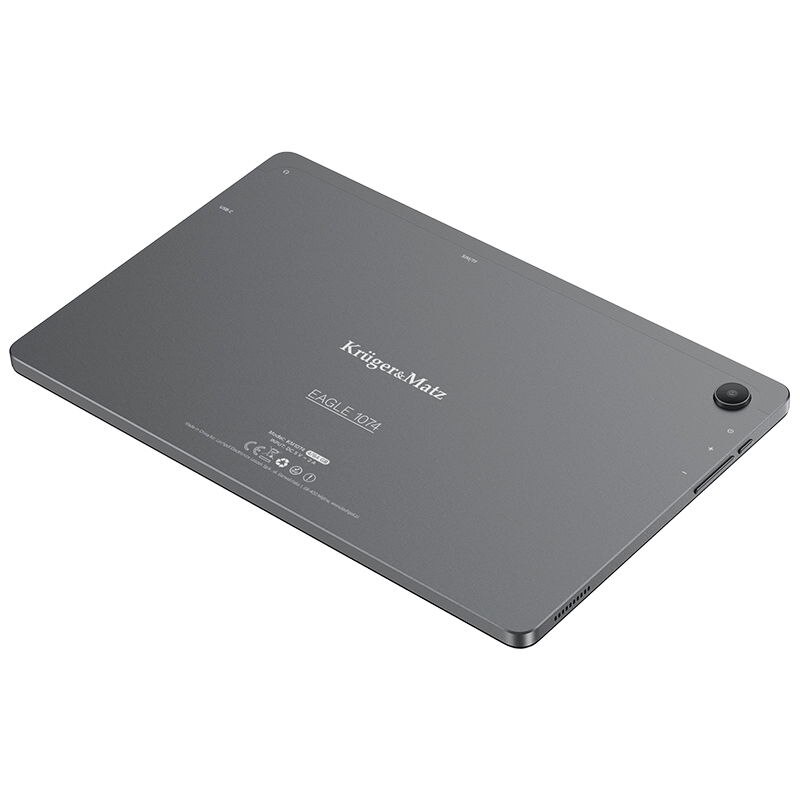 Tableta Kruger&Matz Eagle 1074, Procesor Unisoc Tiger T618 Octa-Core, Ecran IPS 10.4", 4GB RAM, 64GB Flash, 5MP+8MP, Bluetooth, Wi-Fi, 4G, Android 13 Gri