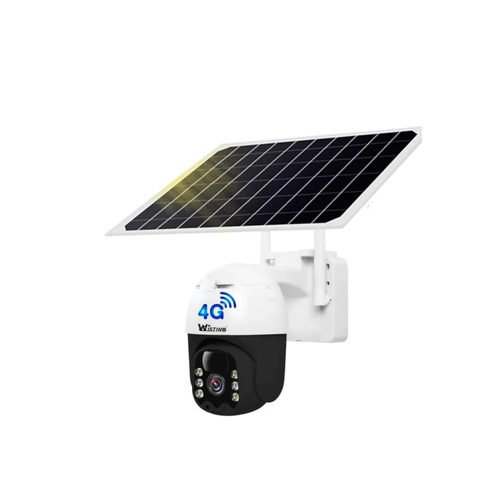 Taggo Napelemes megfigyelő kamera 4G SIM-kártya 3 MP, Zoom 10X, Full HD 1080p, Napelem 9W Vízállóság IP 66, Fehér