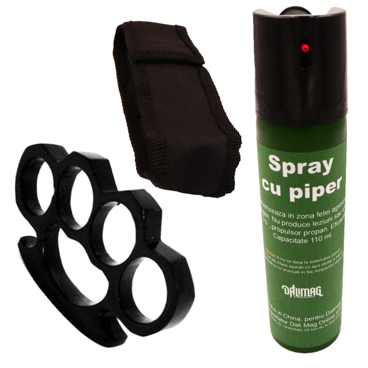 Kit Spray Piper Paralizant 110 ml, Iritant, Lacrimogen, Pumnal Rozeta Box, Dalimag