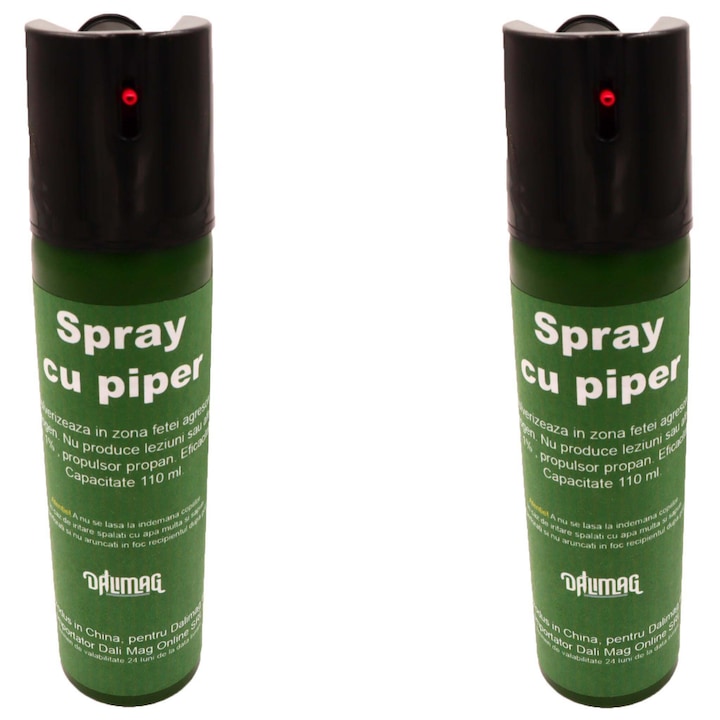 Set 2 bucati Spray Piper Paralizant, Lacrimogen, Iritant, Verde, 110 ml, Husa, Dalimag