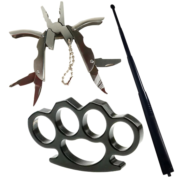 Комплект телескопичен бастун 64 см, 4 секции, кутия розетка, многофункционални клещи, Dalimag