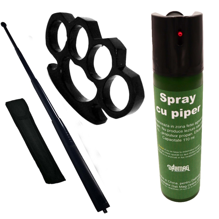 Kit Spray Piper Paralizant 110 ml, Baston Telescopic 64 cm, Pumnal Rozeta Box, Dalimag