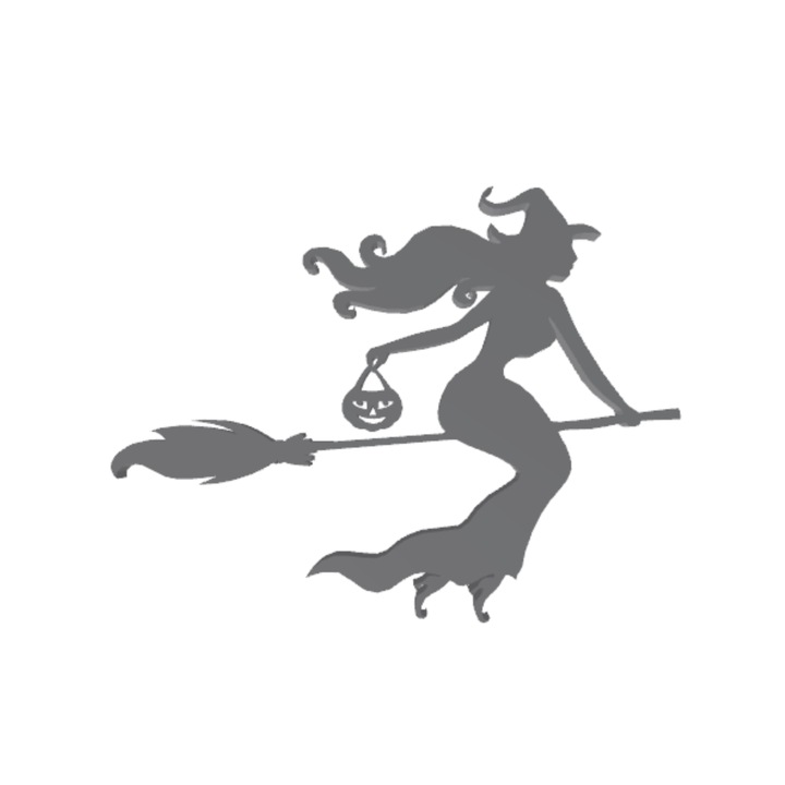 Декорация "ВЕЩИЦА" талисман на вещицата, танцът на вещицата 15 х 11 см сребро