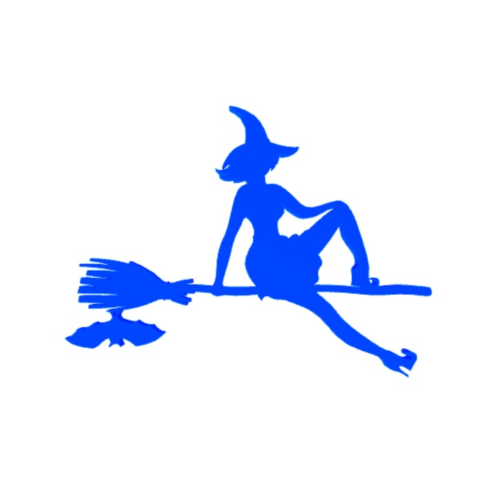 Декорация "ВЕЩИЦА" пламтящата вещица, мистерията на магьосничеството 15 х 11 см синьо