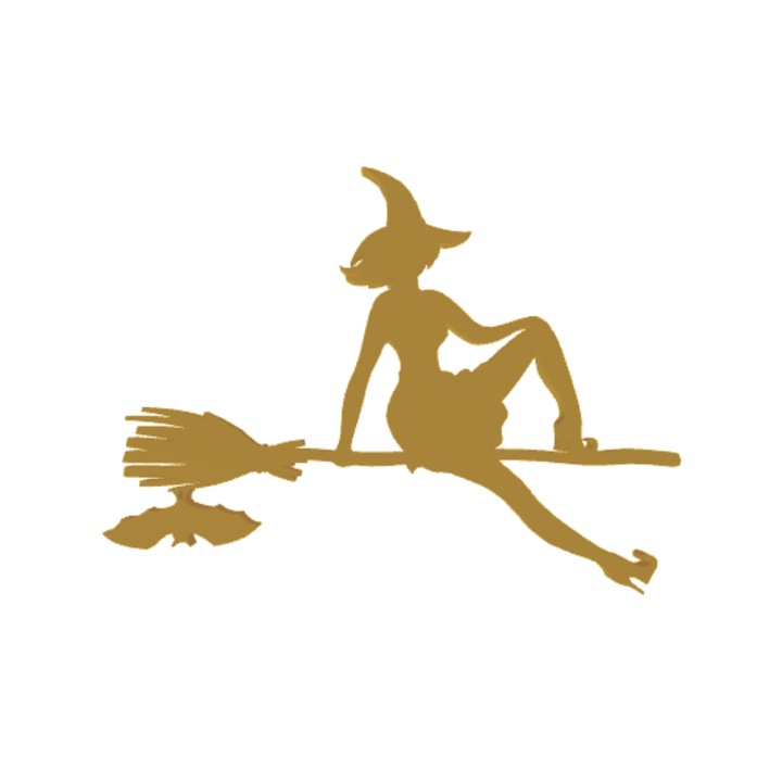 Декорация "ВЕЩИЦА" пламтящата вещица, мистерията на магьосничеството 15 х 11 см злато