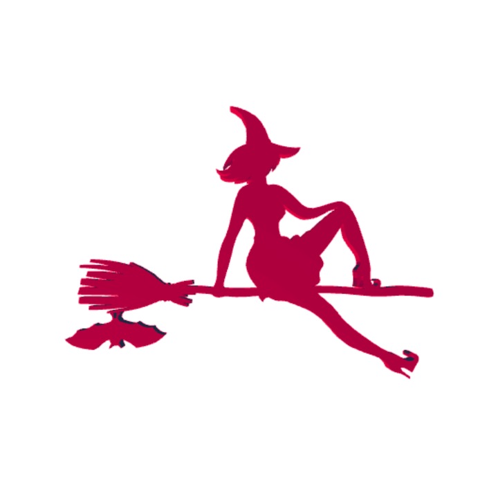 Декорация "ВЕЩИЦА" пламтящата вещица, мистерията на магьосничеството 15 х 11 см малиново розово