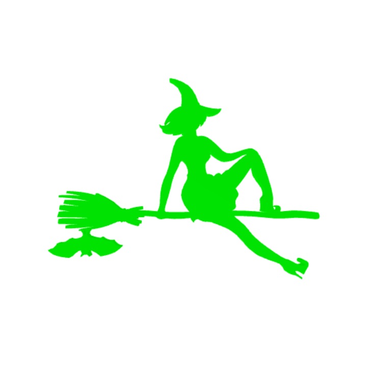 Декорация "ВЕЩИЦА" пламтящата вещица, мистерията на магьосничеството 15 х 11 см зелена