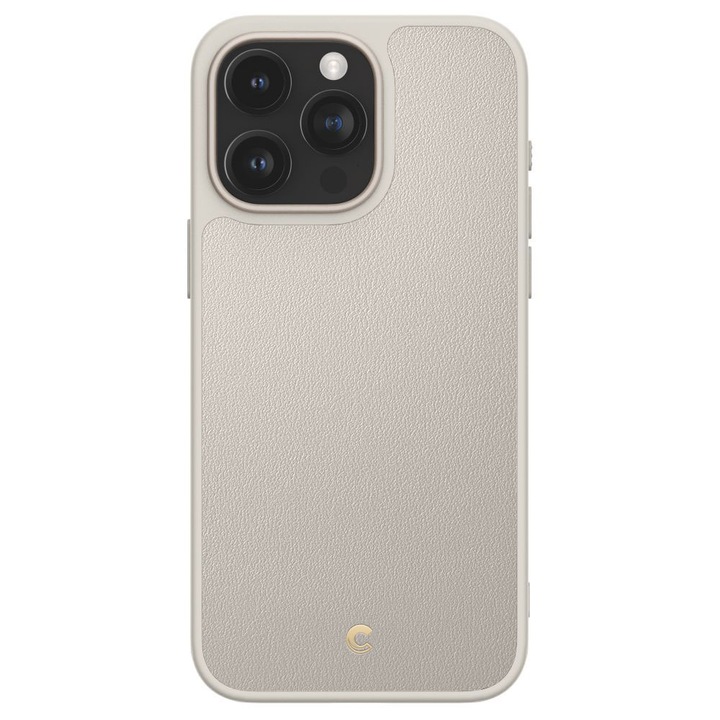 MagSafe poliuretán bőr védőtok Apple iPhone 15 Pro Max készülékhez, Speciális tok, Ultra védett kamera, Mikroszálas, Mag Cover, Optim Protection, Krém