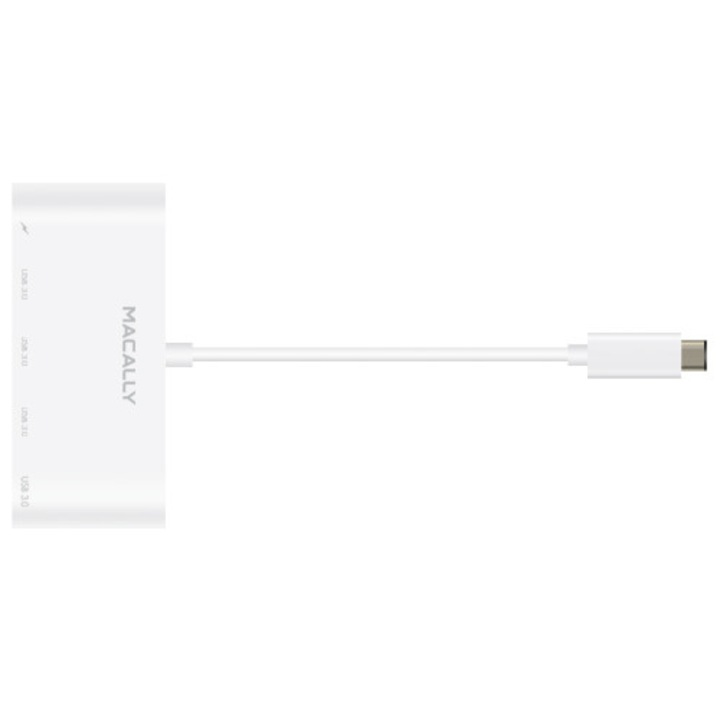 USB хъб с 4 USB изхода и USB-C порт Macally 3.1 USB-C to 4 port USB-A and 1xUSB-C Hub за устройства с USB-C