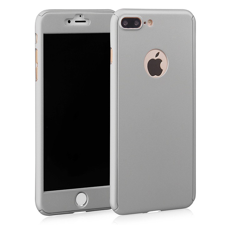 Калъф Fullbody MyStyle Silver за Apple iPhone 7 Plus, пълно покритие на 360 градуса, със защитно фолио