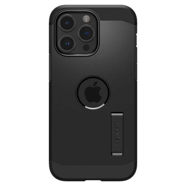 Husa de protectie Anti-soc pentru Apple iPhone 15 Pro Max, Policarbonat, Military Grade, Tough Armor, Magsafe, Kickstand, Optim Solution, Negru