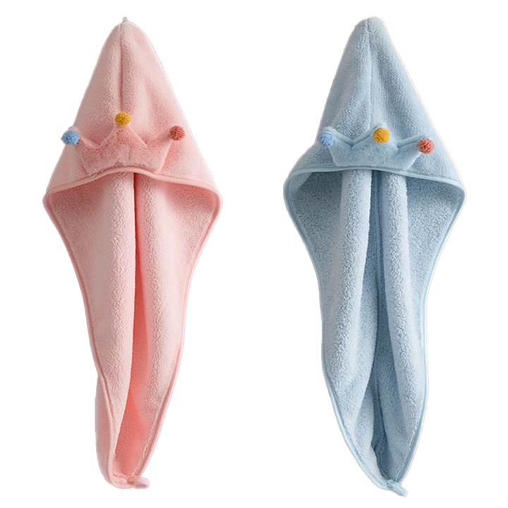 Шапка за сушене на коса от корал флийс. Бързосъхнеща микрофибърна кърпа за коса за баня и спа.