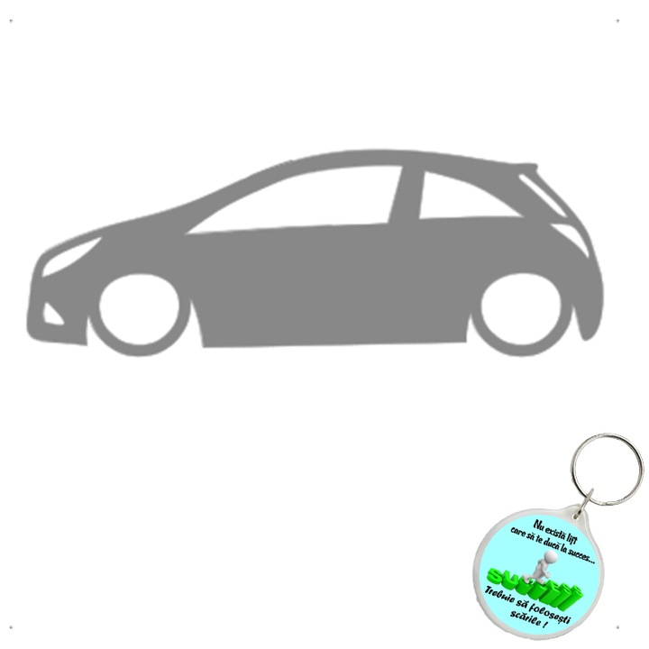 Set sticker decorativ auto opel corsa lateral, autocolant, 21cm, Galben si breloc drumul spre succes