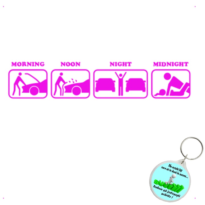 Set sticker decorativ auto morning midnight, autocolant, 26 cm, Verde si breloc drumul spre succes