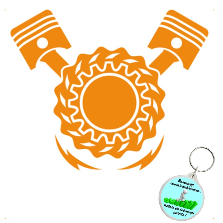 Set sticker decorativ auto pistoane vilbrochen, autocolant, 21cm, Albastru si breloc drumul spre succes