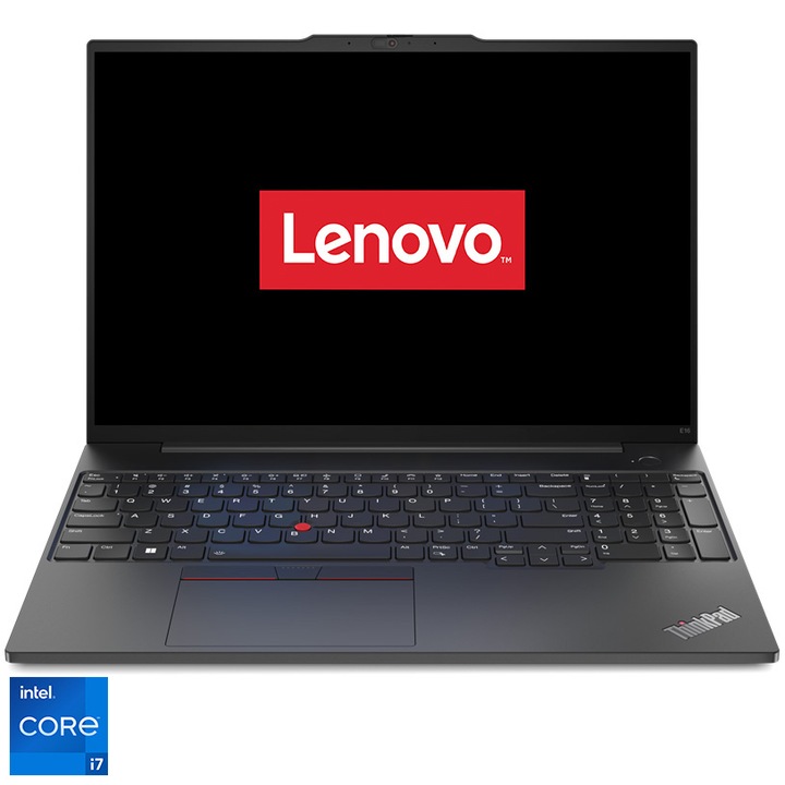 Лаптоп Lenovo ThinkPad E16 Gen 1, Intel® Core™ i7-1355U, 16", WUXGA, IPS, 16GB, 512GB SSD, Intel® Iris® Xe Graphics, No OS, Graphite Black