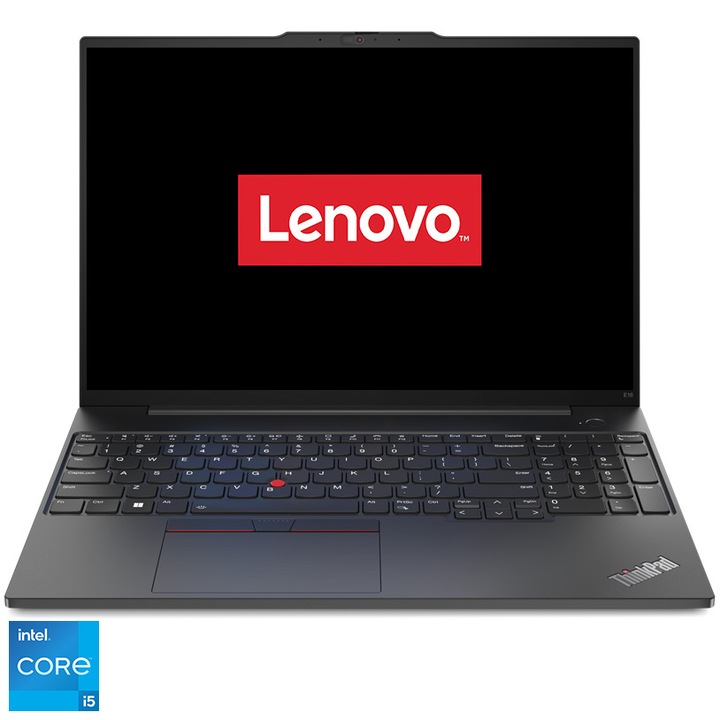 Лаптоп Lenovo ThinkPad E16 Gen 1, Intel® Core™ i5-1335U, 16" WUXGA, IPS, 8GB DDR4-3200 + 16GB SO-DIMM DDR4-3200, 1TB SSD, Intel® Iris® Xe Graphics, No OS, Graphite Black