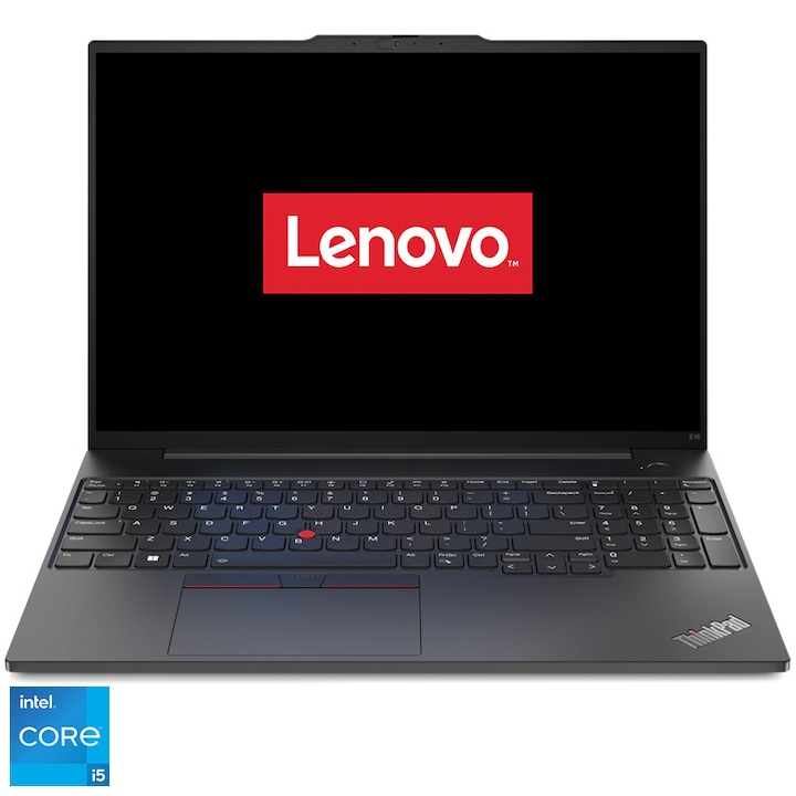 Laptop Lenovo ThinkPad E16 Gen 1 cu procesor Intel® Core™ i5-1335U pana la 4.6 GHz, 16", WUXGA, IPS, 16GB, 1TB SSD, Intel® Iris® Xe Graphics, No OS, Graphite Black, 3y Courier or Carry-in