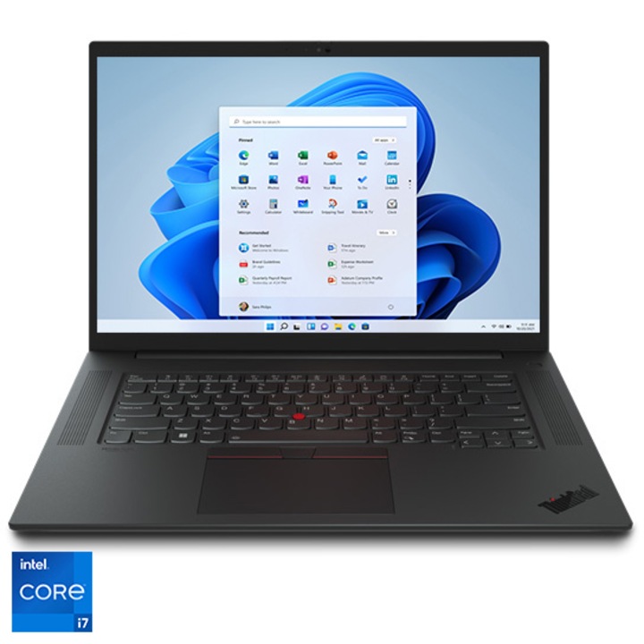Лаптоп Lenovo ThinkPad P1 Gen 6 с процесор Intel® Core™ i7-13700H до 5.0 GHz, 16", WUXGA, IPS, 32GB DDR5, 1TB SSD, NVIDIA® RTX A1000 6GB GDDR6, Windows 11 Pro, Black