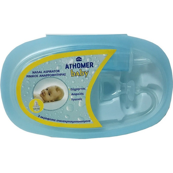 Aspirator nazal, Athomer, 3 duze reutilizabile, Transparent
