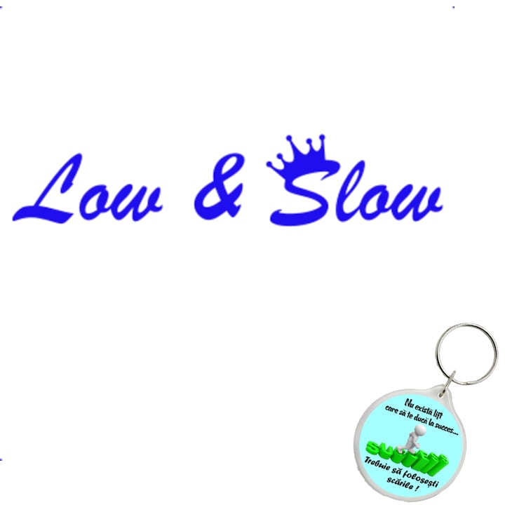 Set sticker decorativ auto low and slow v1, autocolant, 21cm, Portocaliu si breloc drumul spre succes