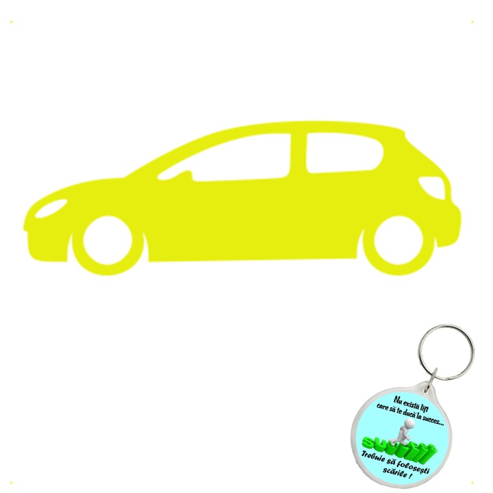 Set sticker decorativ auto peugeout 206 lateral, autocolant, 26 cm, Gri si breloc drumul spre succes