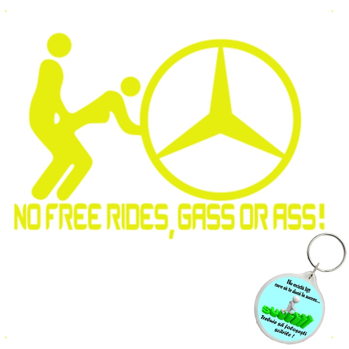 Set sticker decorativ auto nfr mercedes, autocolant, 21cm, Gri si breloc drumul spre succes